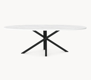 HPL eettafel White Marble - Ovaal - Matrix Twist sfeerbeeld 2 - Industrial Home
