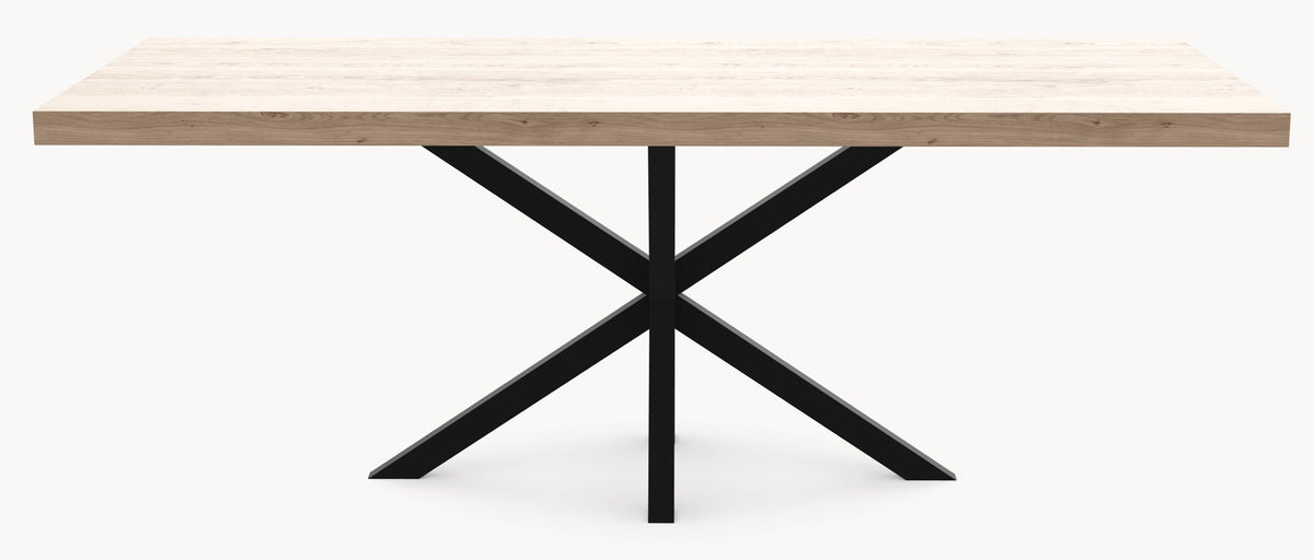 Eiken tafel - Recht - Matrix onderstel sfeerbeeld 2 - Industrial Home
