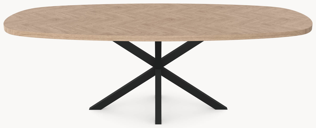 Visgraat eiken eettafel - Deens Recht - A angled Metaal sfeerbeeld 2 - Industrial Home