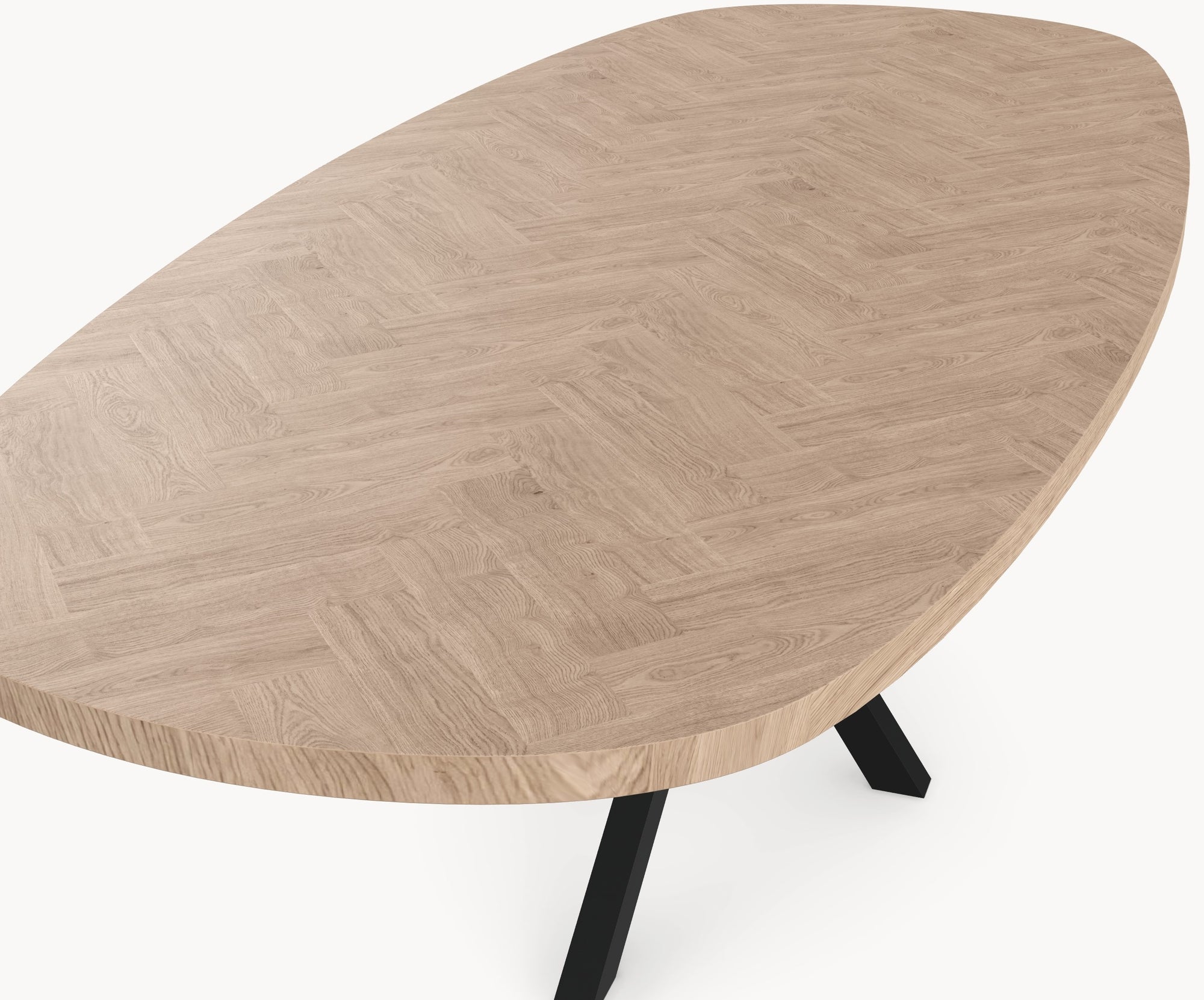 Visgraat eiken eettafel - Deens Recht - A angled Metaal sfeerbeeld 5 - Industrial Home