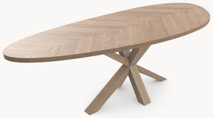 Visgraat eiken eettafel - Kiezel B - Matrix Eiken - Industrial Home