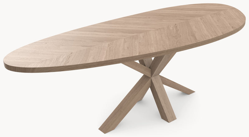 Visgraat eiken eettafel - Kiezel B - Matrix Eiken - Industrial Home