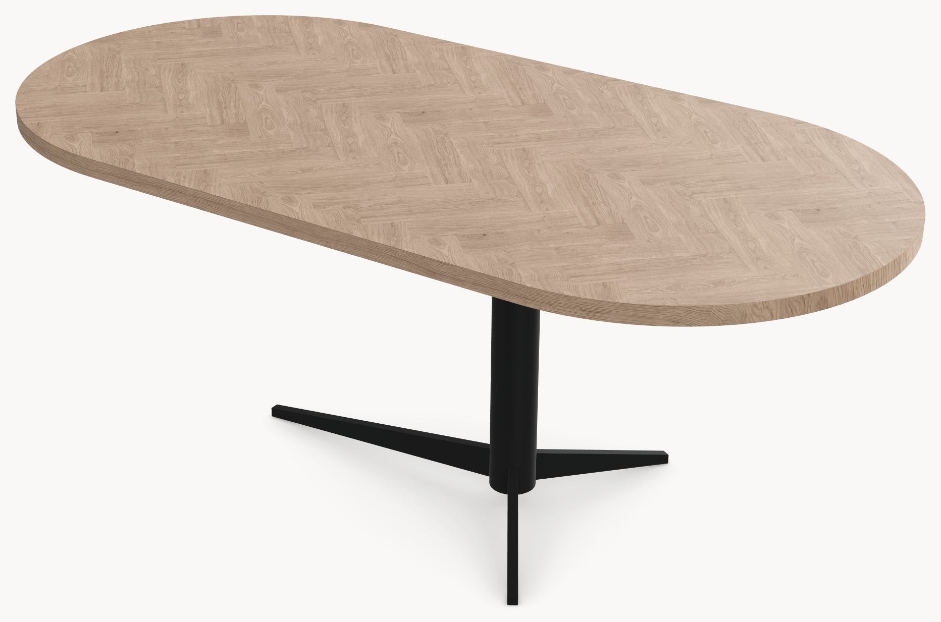 Visgraat eiken eettafel - Plat Ovaal - Trios Metaal sfeerbeeld 5 - Industrial Home