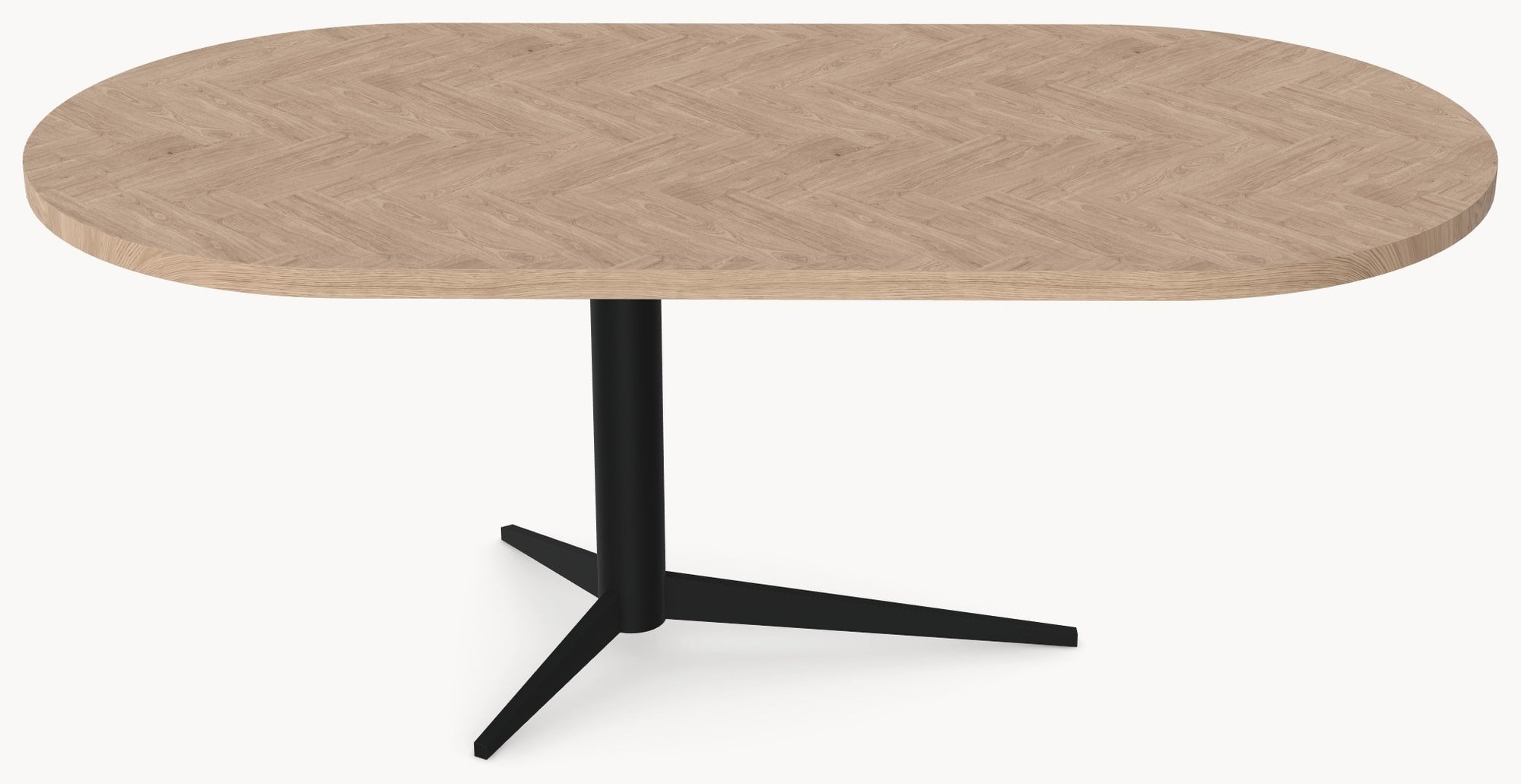 Visgraat eiken eettafel - Plat Ovaal - Trios Metaal sfeerbeeld 2 - Industrial Home