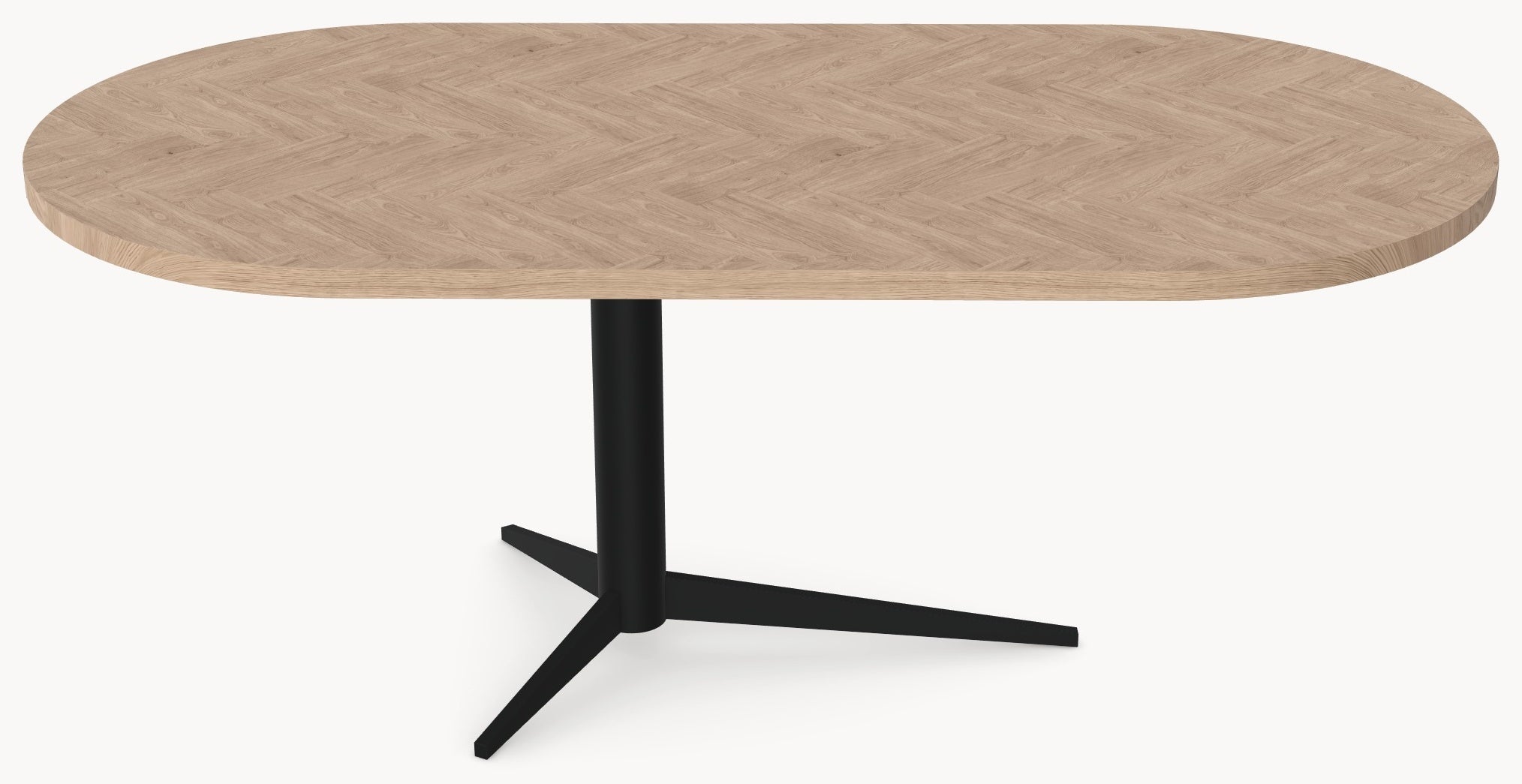 Visgraat eiken eettafel - Plat Ovaal - Trios Metaal sfeerbeeld 2 - Industrial Home