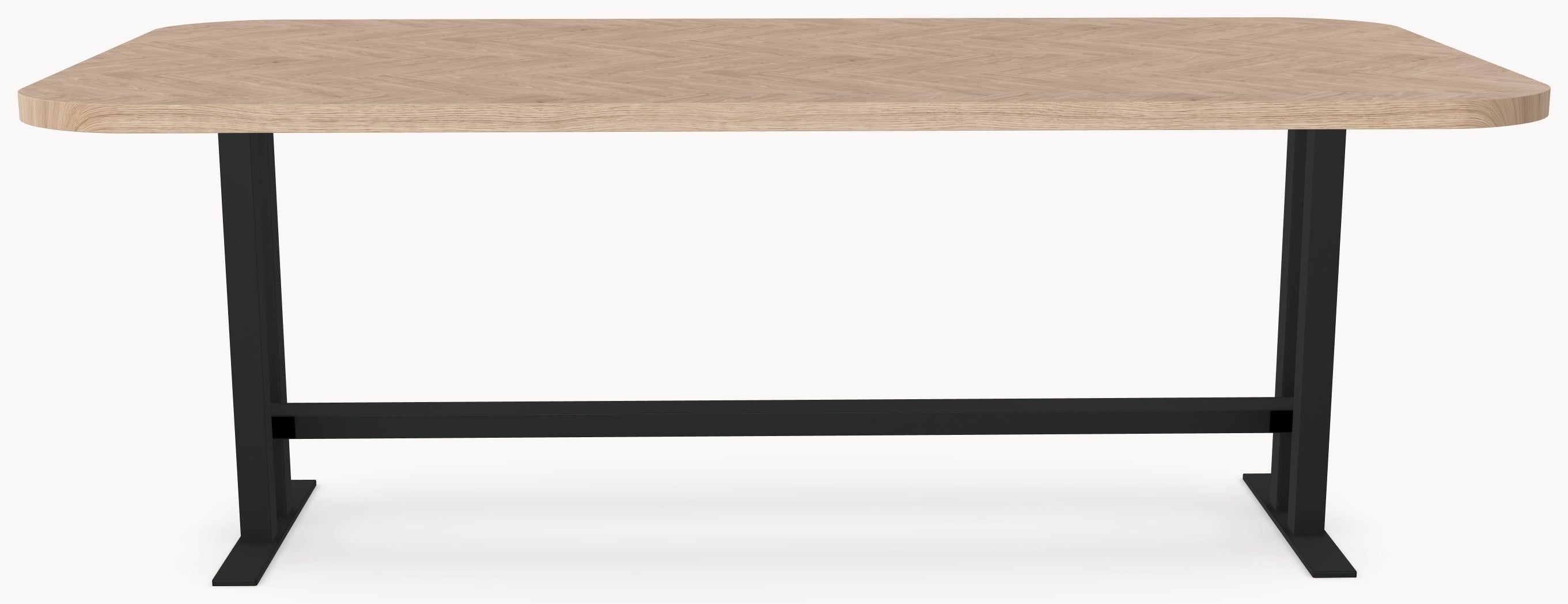 Visgraat eiken eettafel - Recht Radius - K onderstel Metaal sfeerbeeld 2 - Industrial Home