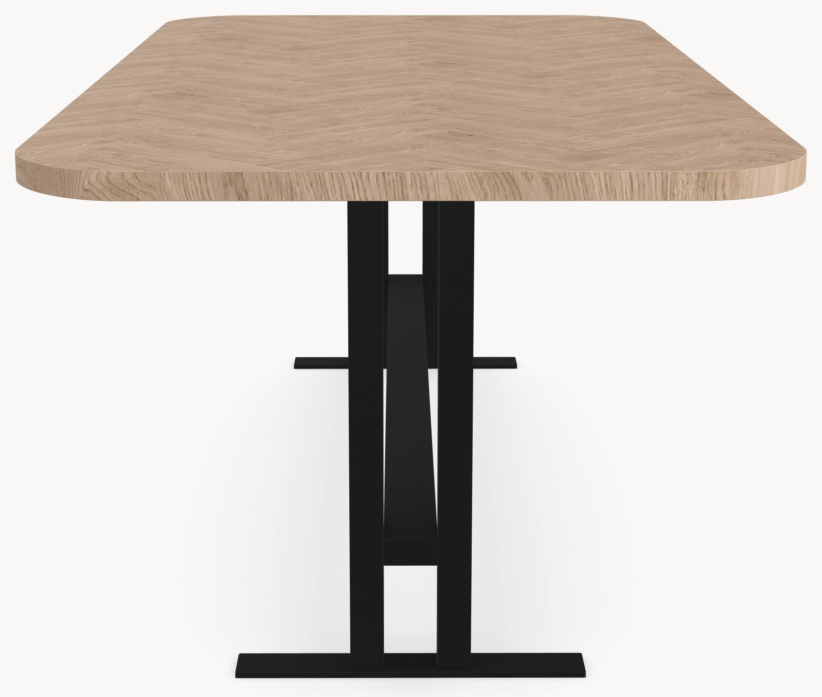 Visgraat eiken eettafel - Recht Radius - K onderstel Metaal sfeerbeeld 4 - Industrial Home