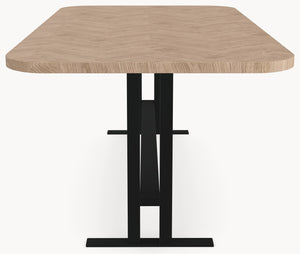 Visgraat eiken eettafel - Recht Radius - K onderstel Metaal sfeerbeeld 4 - Industrial Home