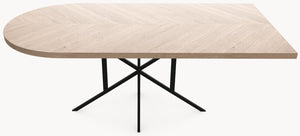 Visgraat eiken eettafel - Recht Rond - Matrix light Metaal sfeerbeeld 2 - Industrial Home