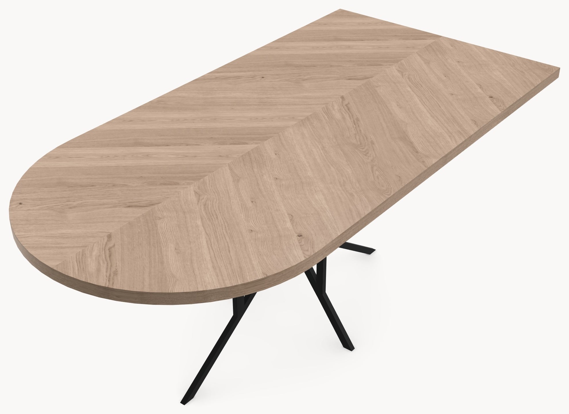 Visgraat eiken eettafel - Recht Rond - Matrix light Metaal sfeerbeeld 4 - Industrial Home