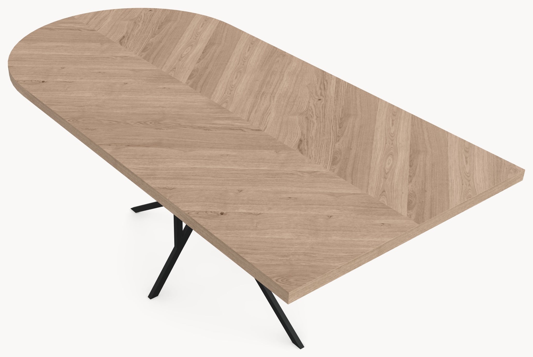 Visgraat eiken eettafel - Recht Rond - Matrix light Metaal sfeerbeeld 5 - Industrial Home