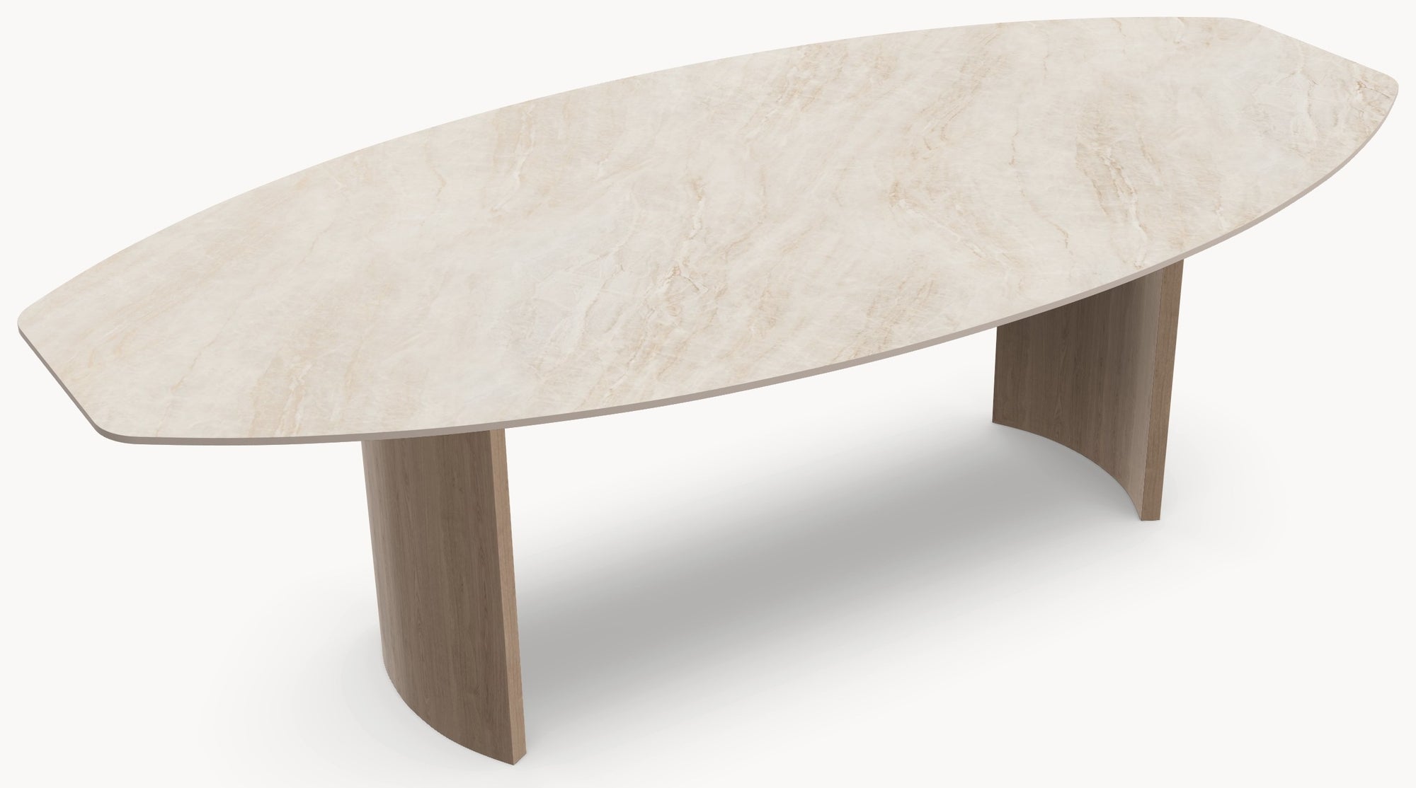 Keramiek eettafel Taj Mahal- Half Ovaal - Half Moon Eiken - Industrial Home