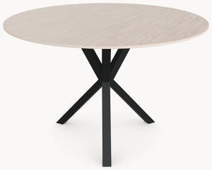 Keramiek eettafel Travertino Chiaro - Rond - Tripod Metaal - Industrial Home