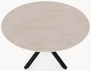 Keramiek eettafel Travertino Chiaro - Rond - Tripod Metaal sfeerbeeld 5 - Industrial Home