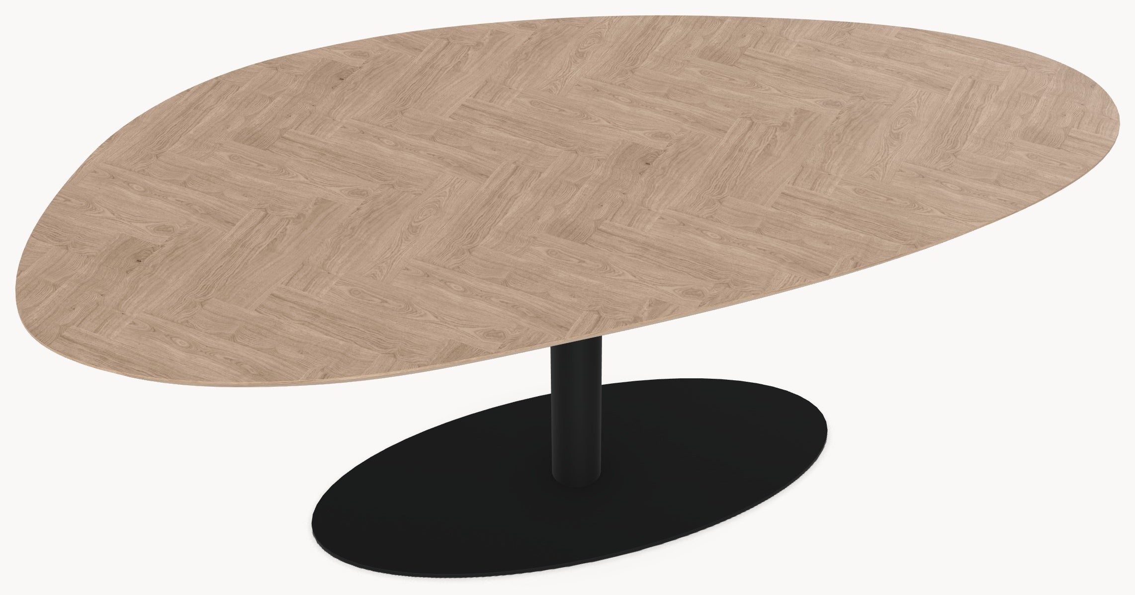 Visgraat eiken eettafel - Kiezel B - Sol metaal - Industrial Home