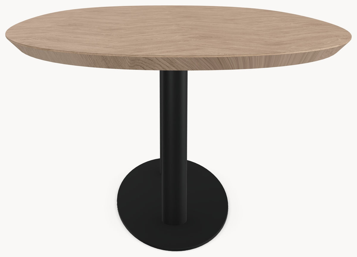 Visgraat eiken eettafel - Deens Rond - Sol Double metaal sfeerbeeld 4 - Industrial Home