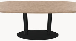 Visgraat eiken eettafel - Deens Rond - Sol Double metaal sfeerbeeld 5 - Industrial Home