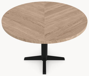 Visgraat eiken eettafel - Rond - Sol X Metaal sfeerbeeld 3 - Industrial Home