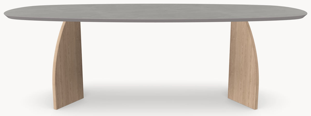 HPL eettafel Concrete Gray - Deens Ovaal Recht - V eiken - Japandi sfeerbeeld 2 - Industrial Home