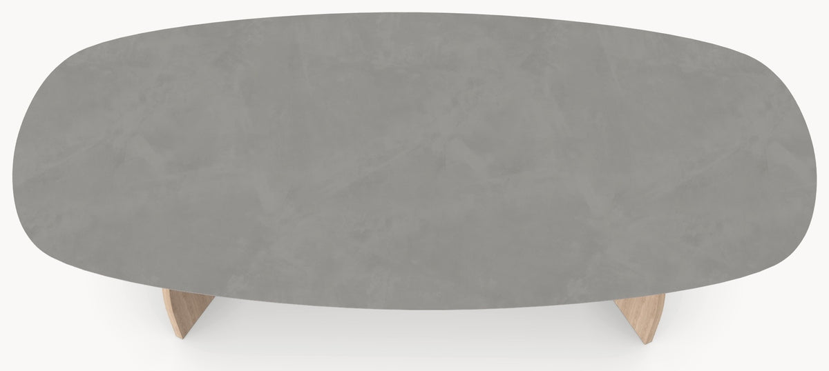 HPL eettafel Concrete Gray - Deens Ovaal Recht - V eiken - Japandi sfeerbeeld 2 - Industrial Home
