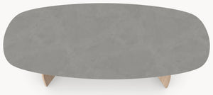 HPL eettafel Concrete Gray - Deens Ovaal Recht - V eiken - Japandi sfeerbeeld 2 - Industrial Home