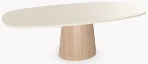 HPL eettafel Mushroom Beige - Deens Ovaal Recht - Cone Oval eiken - Japandi - Industrial Home