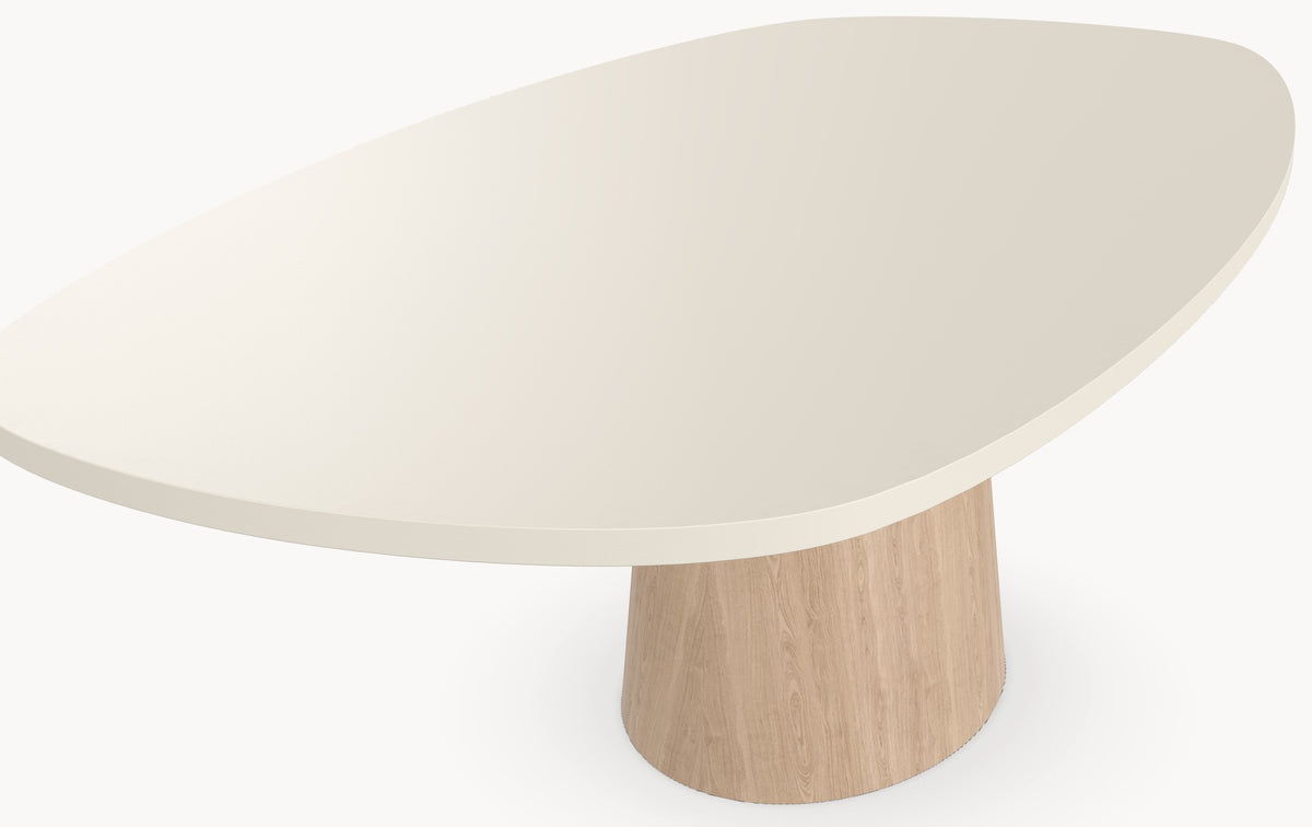 HPL eettafel Mushroom Beige - Deens Ovaal Recht - Cone Oval eiken - Japandi sfeerbeeld 3 - Industrial Home