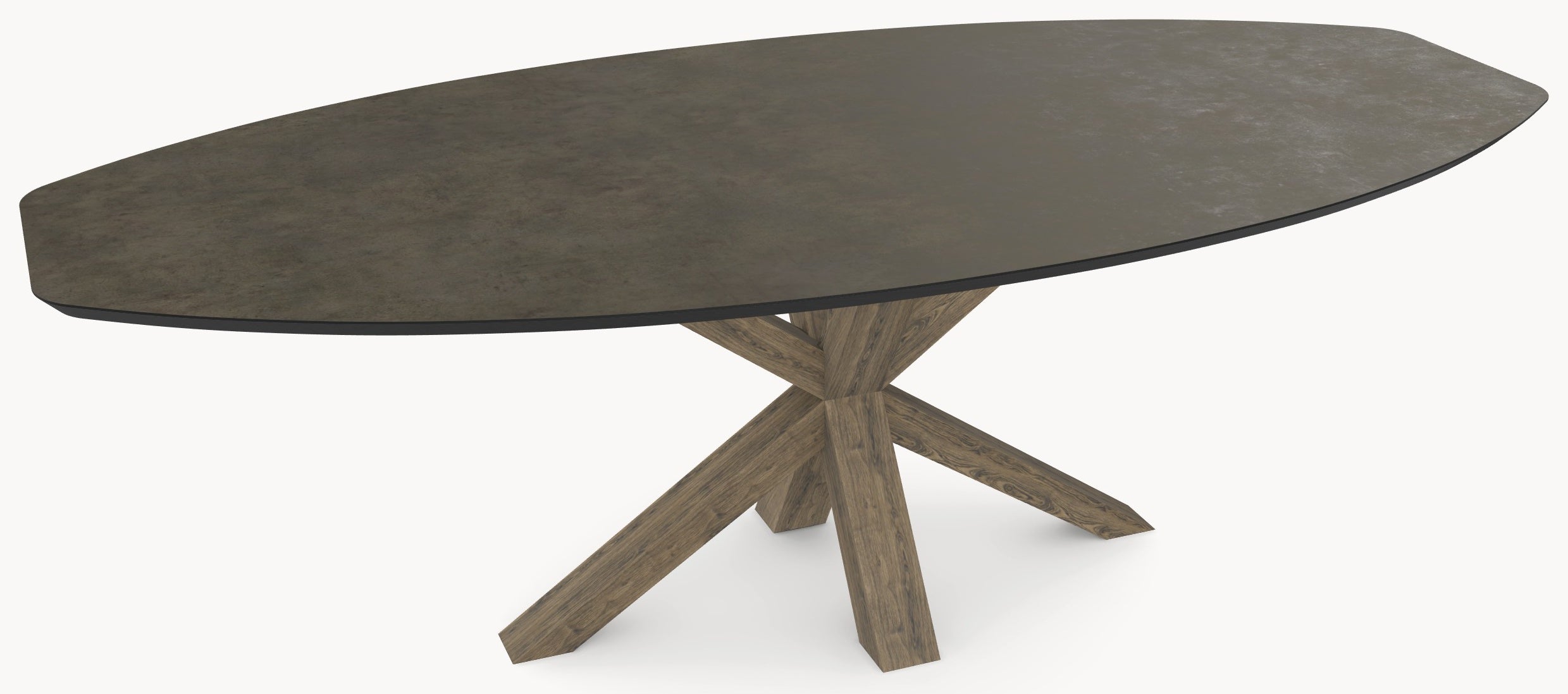 HPL eettafel Chicago Concrete Dark Gray - Half Ovaal - Matrix Eiken - Industrial Home