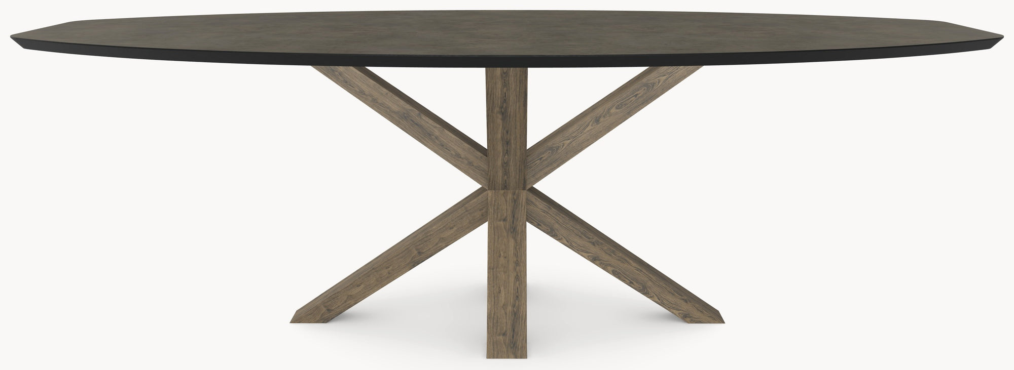 HPL eettafel Chicago Concrete Dark Gray - Half Ovaal - Matrix Eiken - Industrial Home