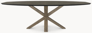HPL eettafel Chicago Concrete Dark Gray - Half Ovaal - Matrix Eiken - Industrial Home