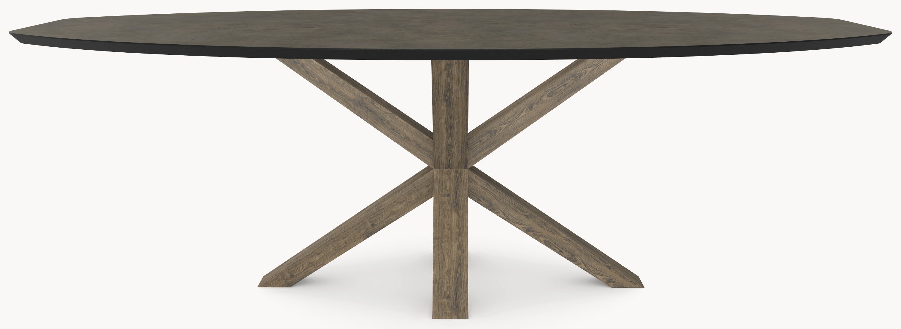 HPL eettafel Chicago Concrete Dark Gray - Half Ovaal - Matrix Eiken - Industrial Home