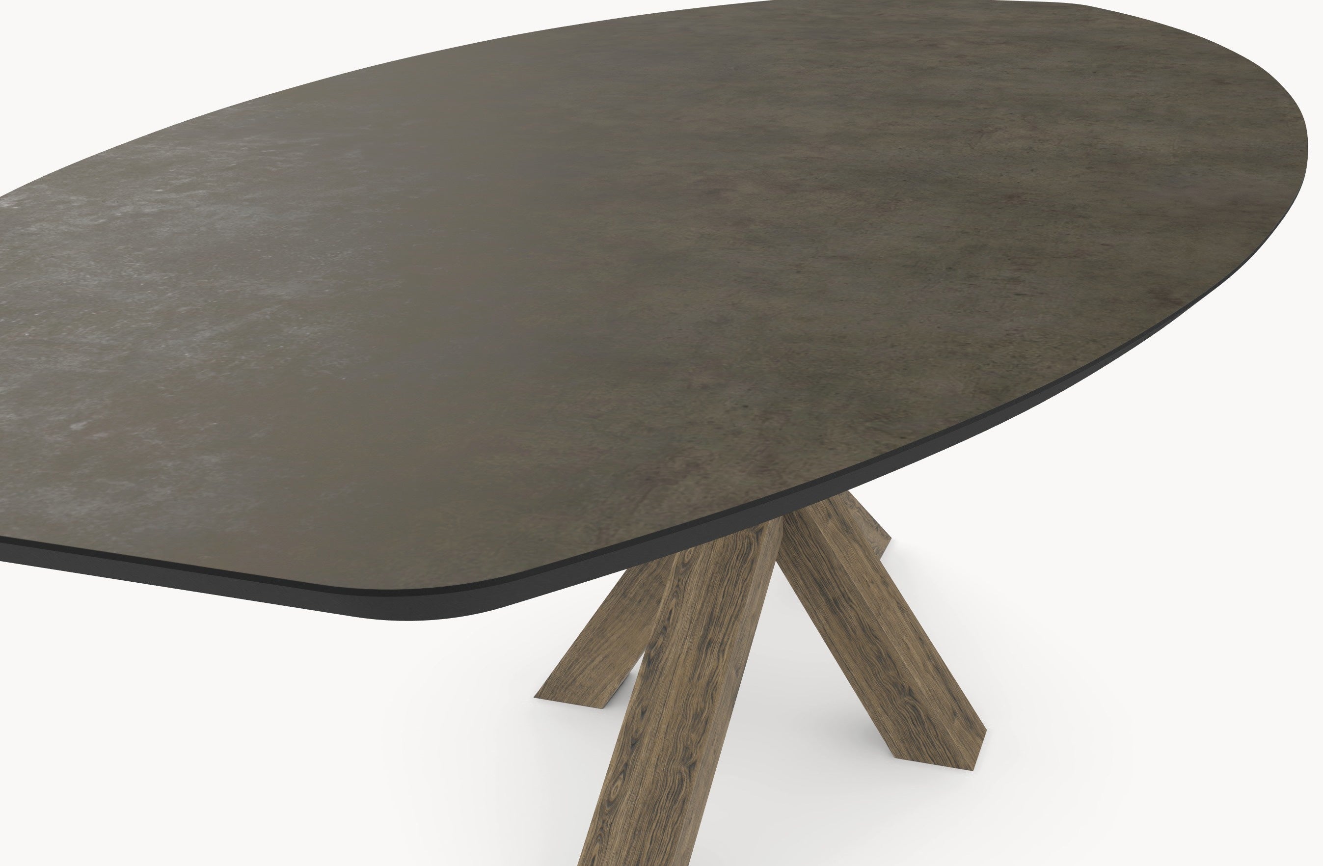 HPL eettafel Chicago Concrete Dark Gray - Half Ovaal - Matrix Eiken sfeerbeeld 4 - Industrial Home
