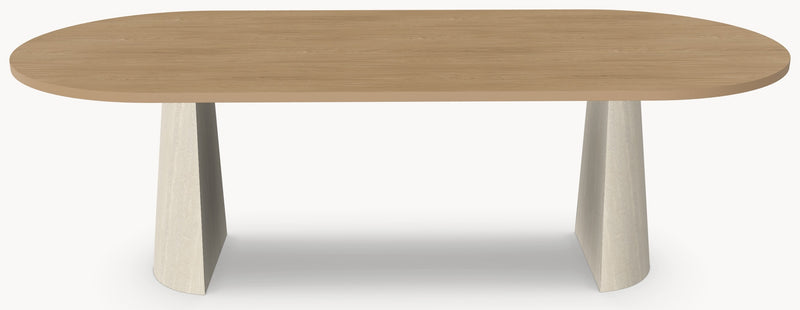 HPL eettafel Casella Oak Natural - Plat Ovaal - 2 Halfcones eiken - Japandi sfeerbeeld 2 - Industrial Home