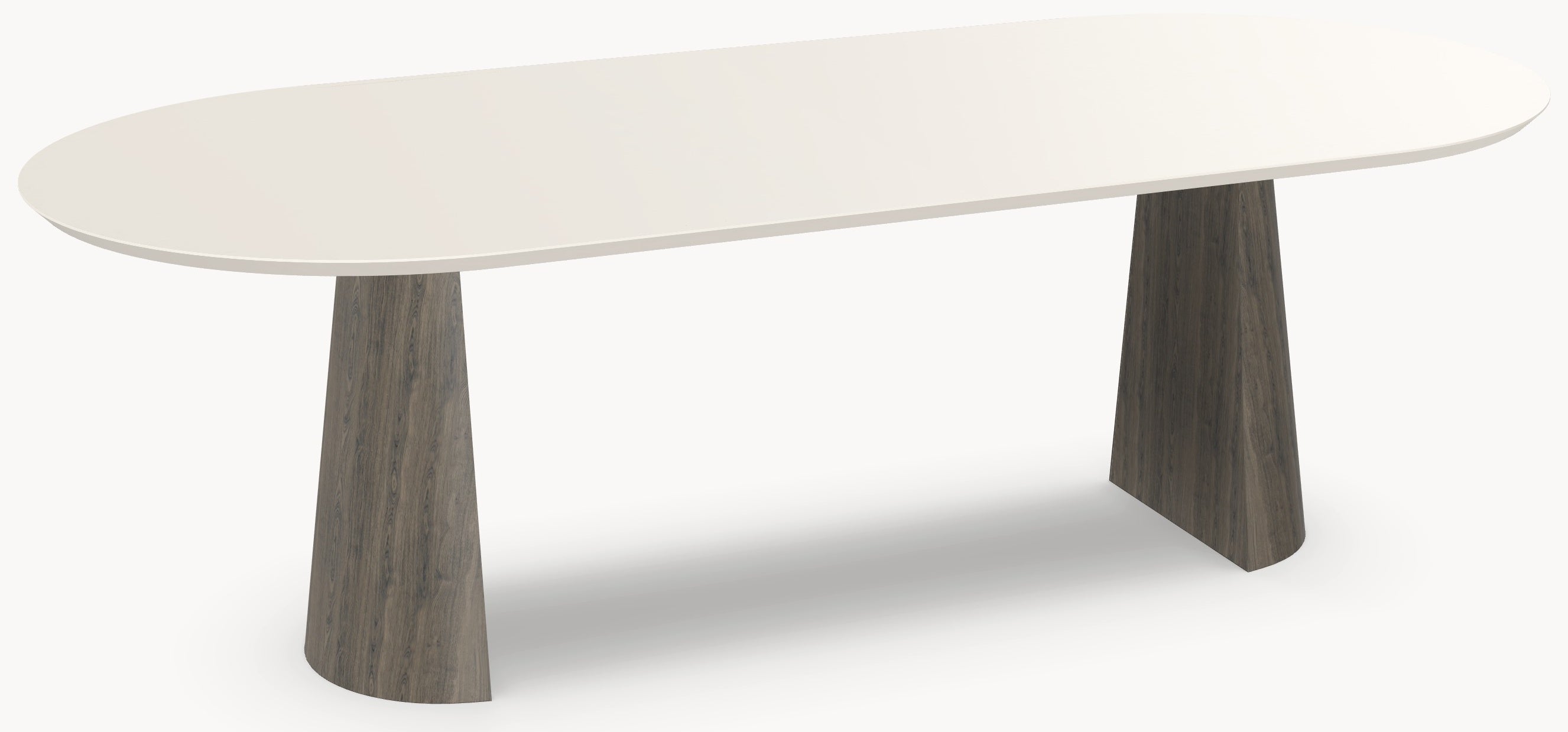 HPL eettafel Seashell - Plat Ovaal - 2 Halfcones eiken - Japandi