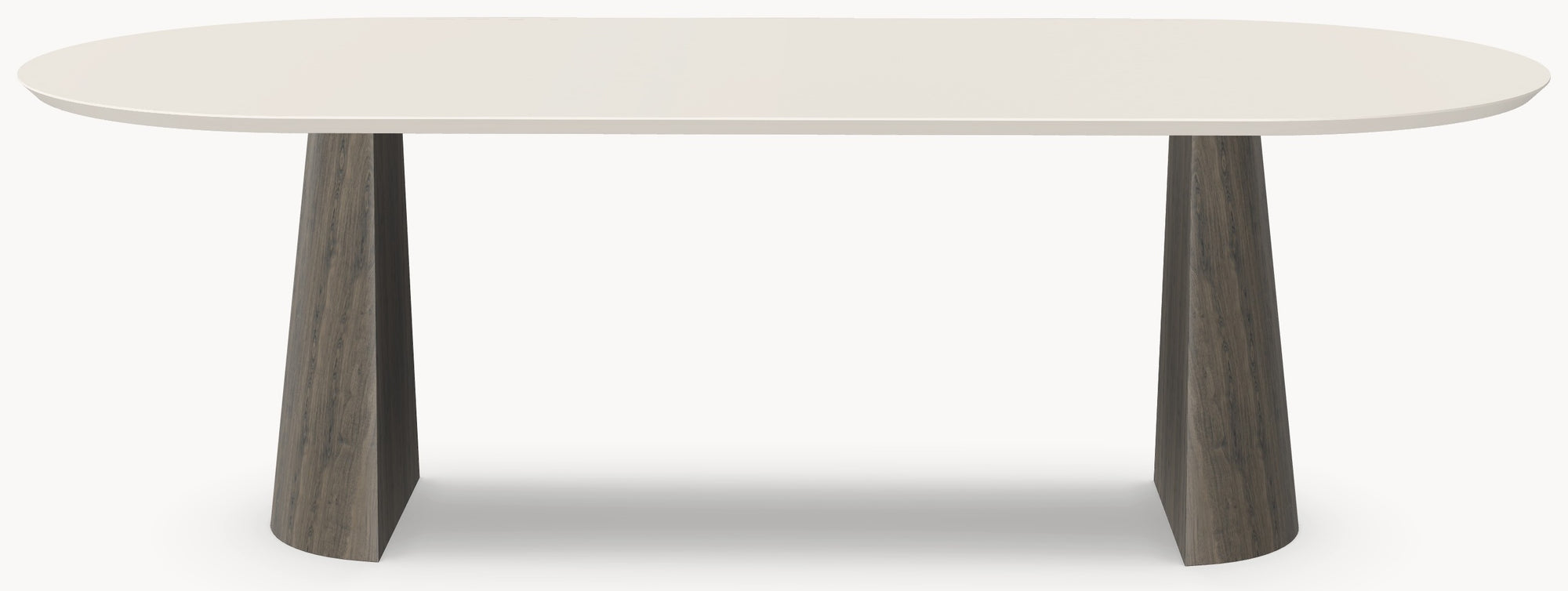 HPL eettafel Seashell - Plat Ovaal - 2 Halfcones eiken - Japandi