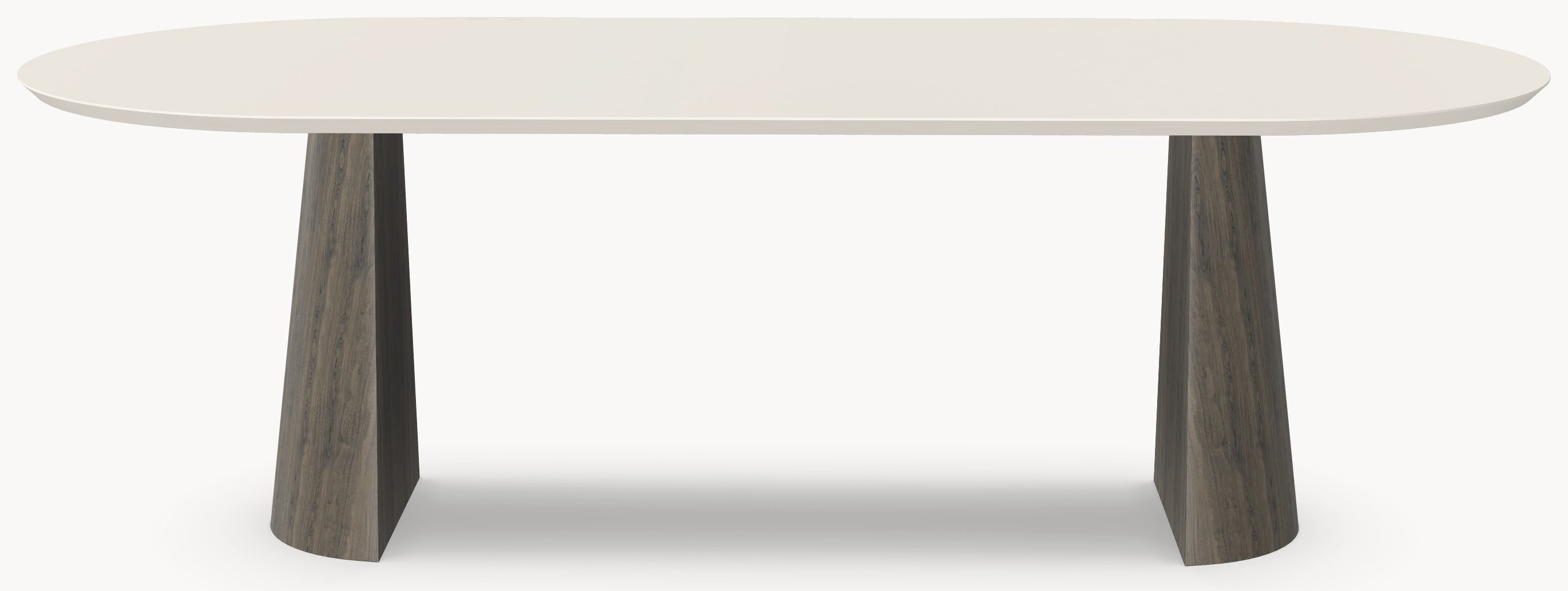 HPL eettafel Seashell - Plat Ovaal - 2 Halfcones eiken - Japandi