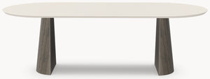 HPL eettafel Seashell - Plat Ovaal - 2 Halfcones eiken - Japandi