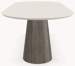 HPL eettafel Seashell - Plat Ovaal - 2 Halfcones eiken - Japandi