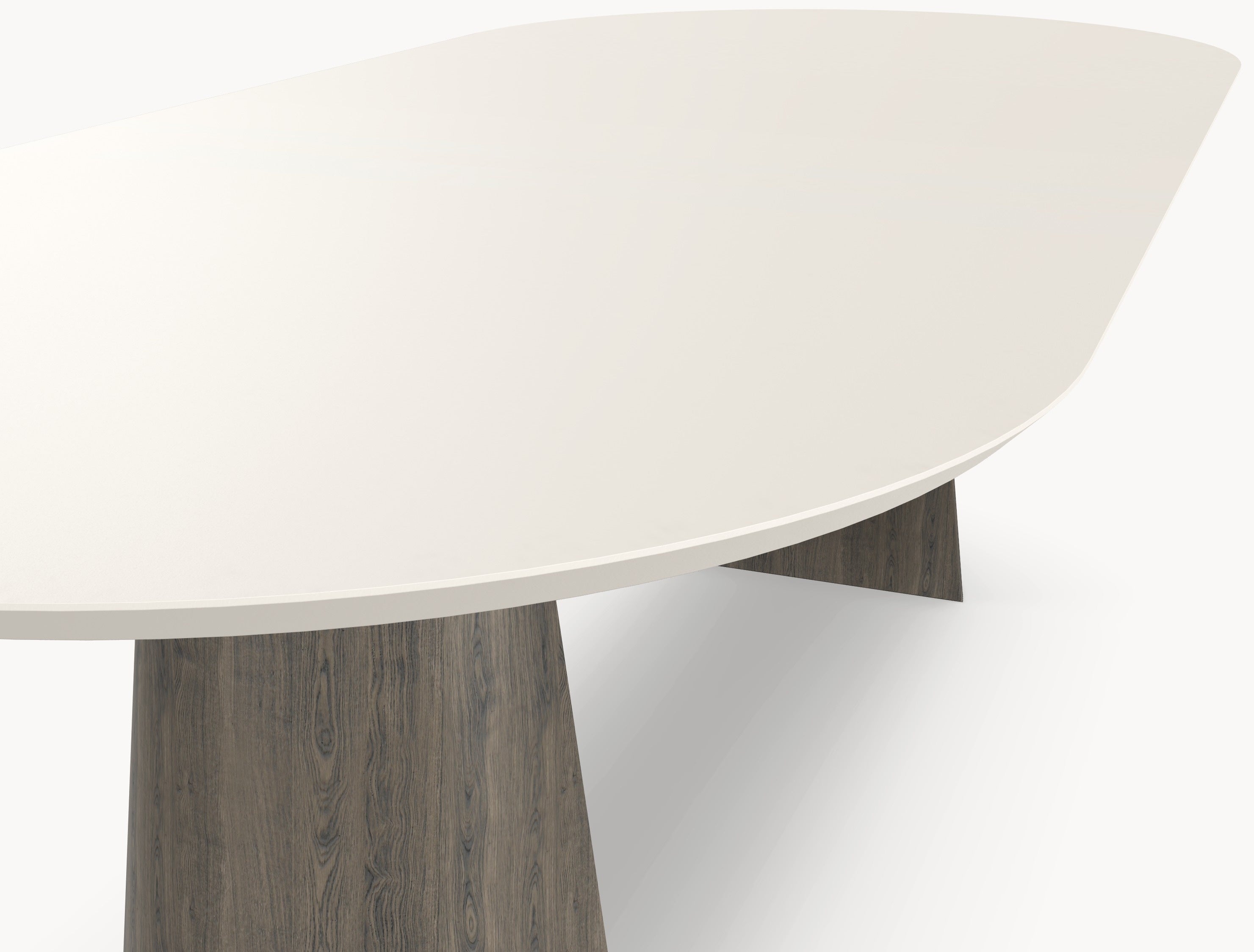 HPL eettafel Seashell - Plat Ovaal - 2 Halfcones eiken - Japandi