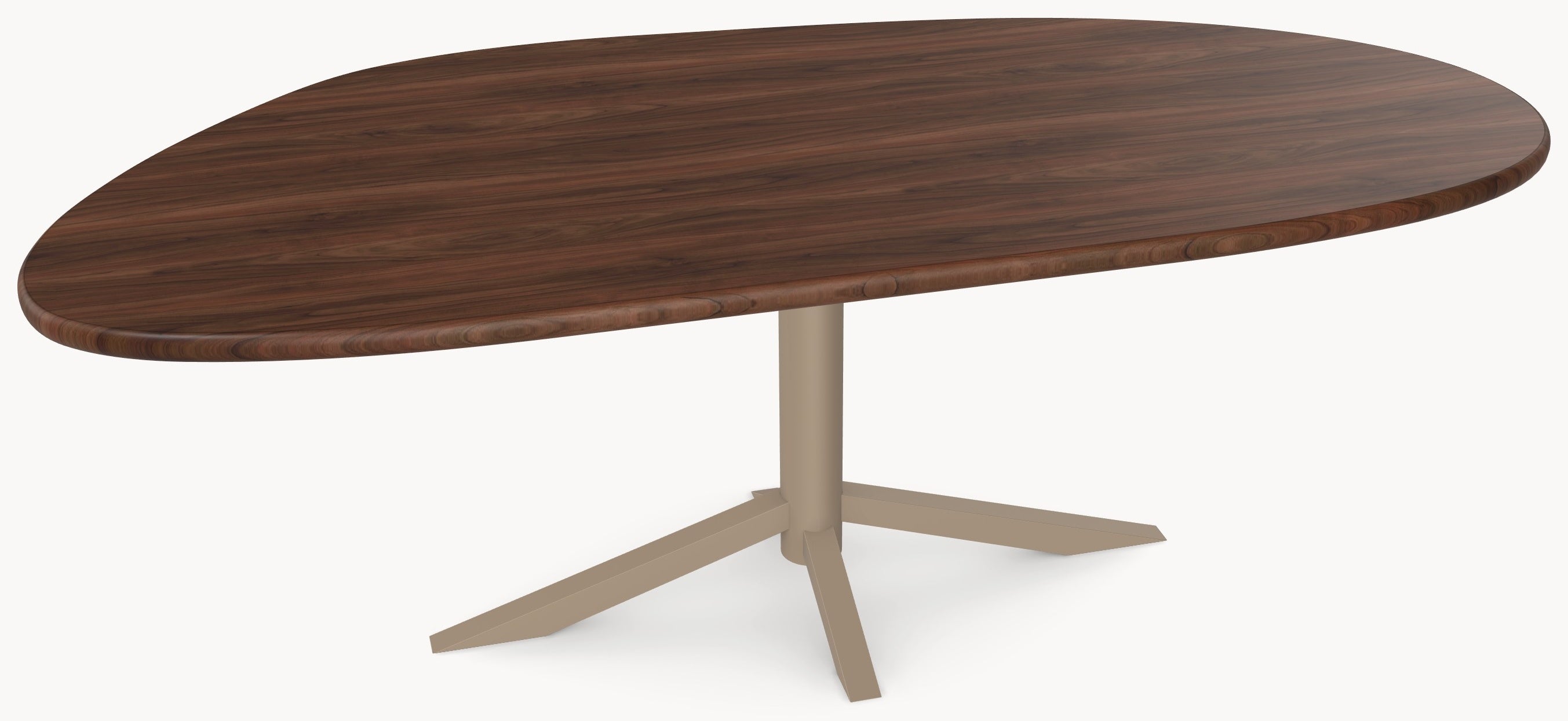 Walnoot eettafel - Organisch B - Quattro onderstel metaal