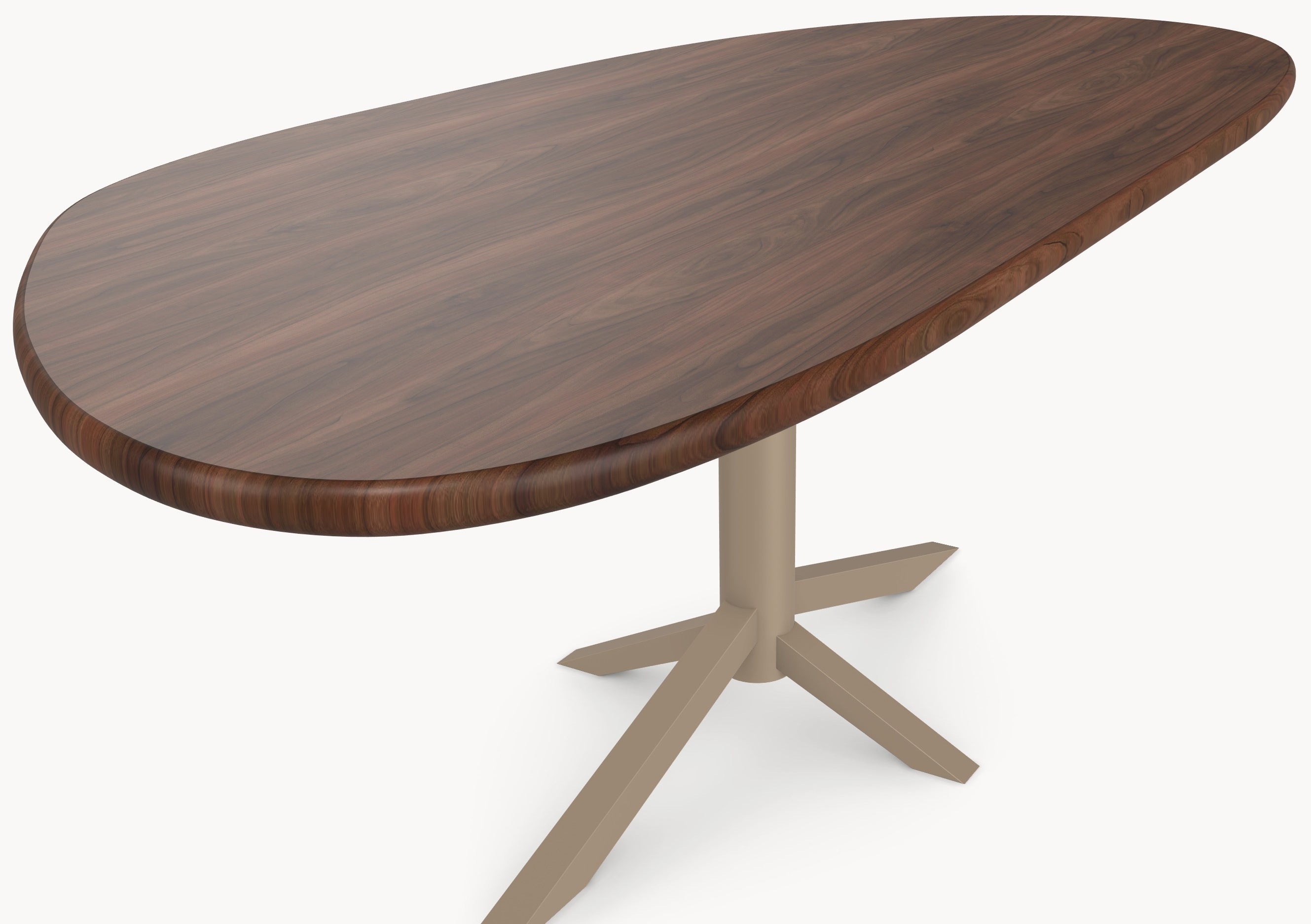 Walnoot eettafel - Organisch B - Quattro onderstel metaal