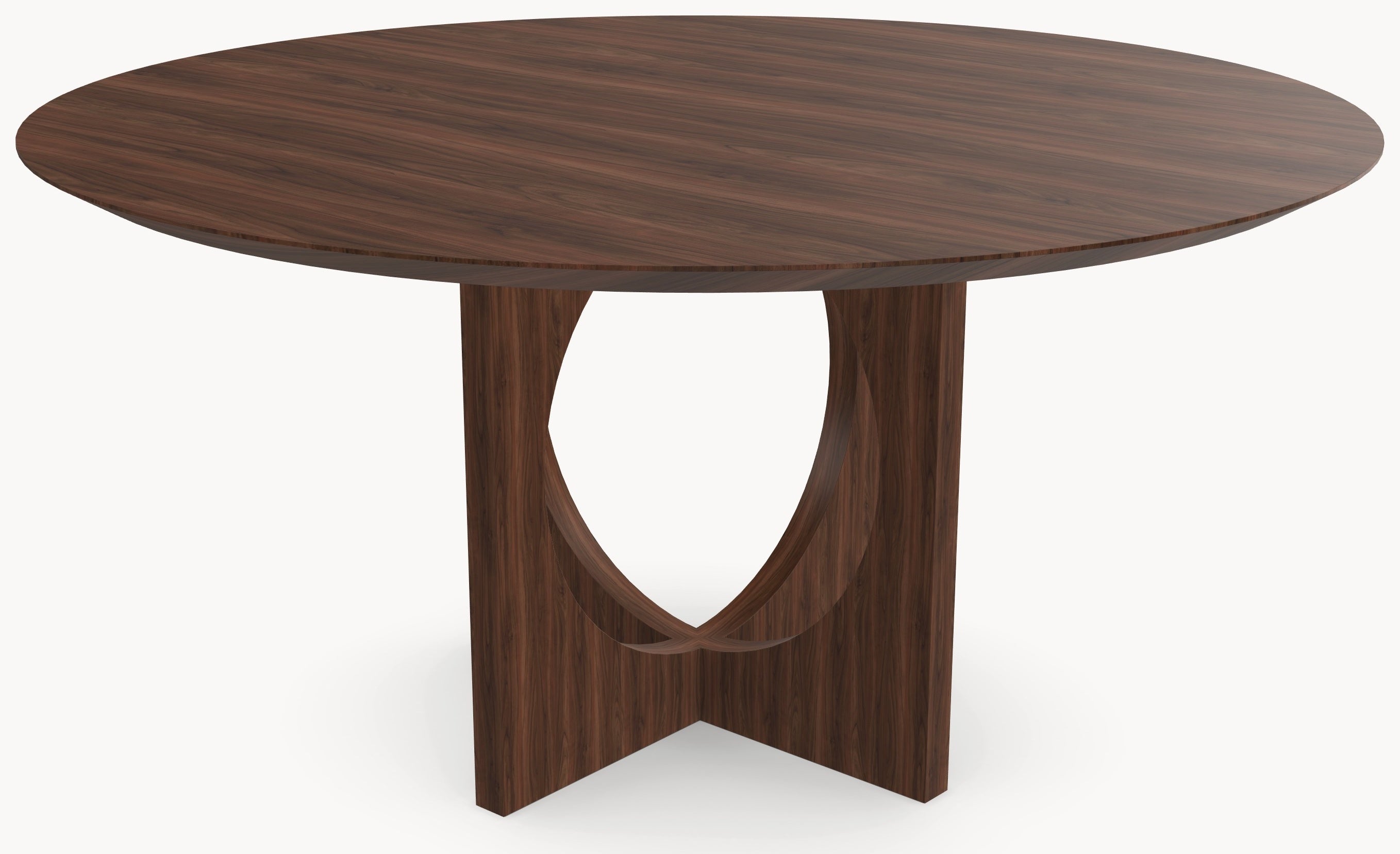 Walnoot houten eettafel - Rond - Flux walnoot onderstel