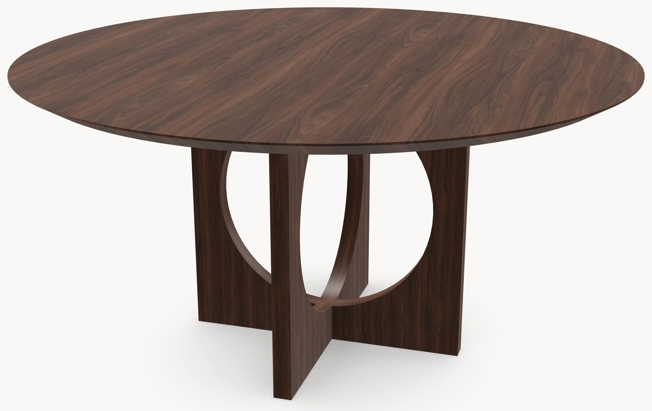 Walnoot houten eettafel - Rond - Flux walnoot onderstel