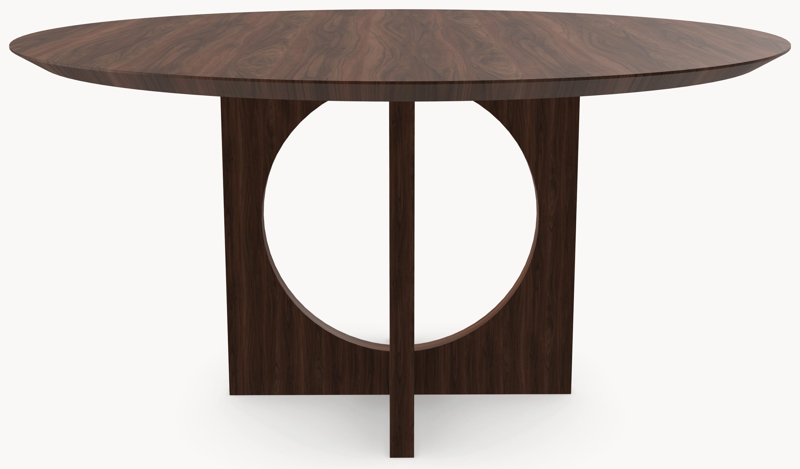 Walnoot houten eettafel - Rond - Flux walnoot onderstel