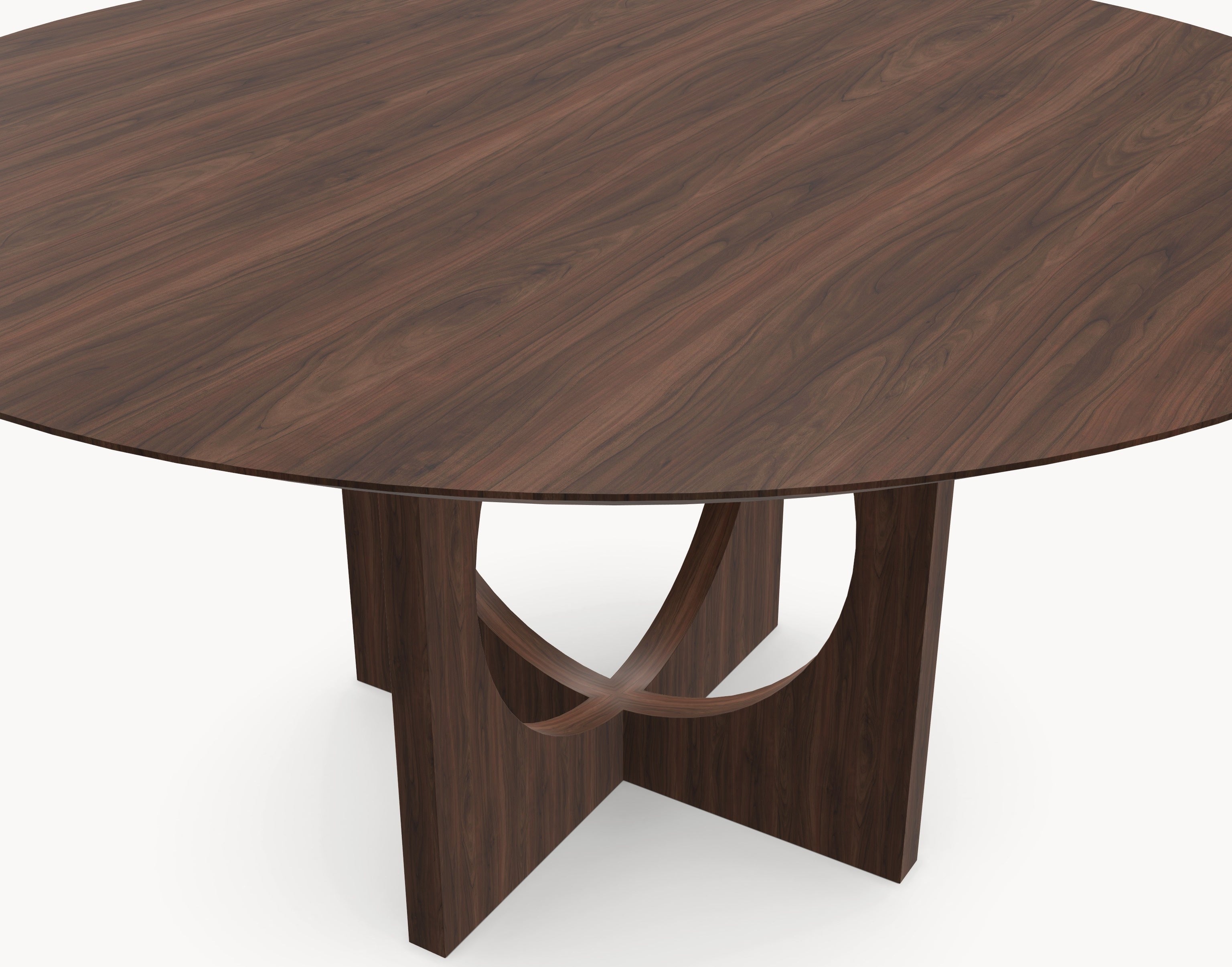 Walnoot houten eettafel - Rond - Flux walnoot onderstel