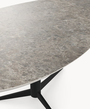 Melamine eettafel Siena Grey Marble - Kiezel B - Trios onderstel metaal - detail foto 5 | Industrial Home