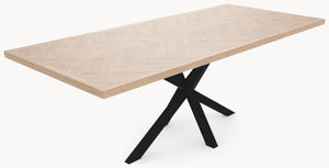 Visgraat eiken eettafel - Recht - Matrix onderstel - detail foto 2 | Industrial Home