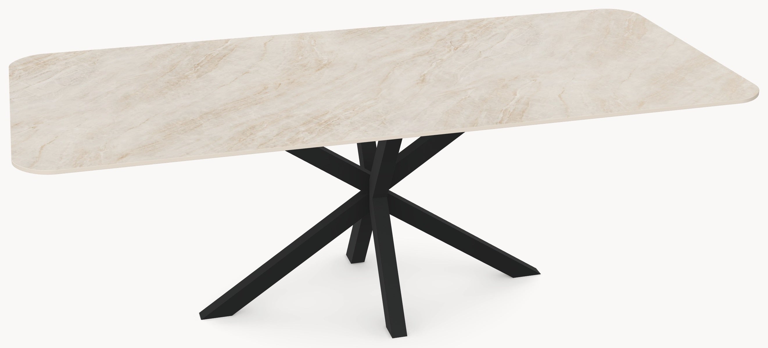 Keramik-Esstisch Taj Mahal – Gerader Radius – Matrix Metall