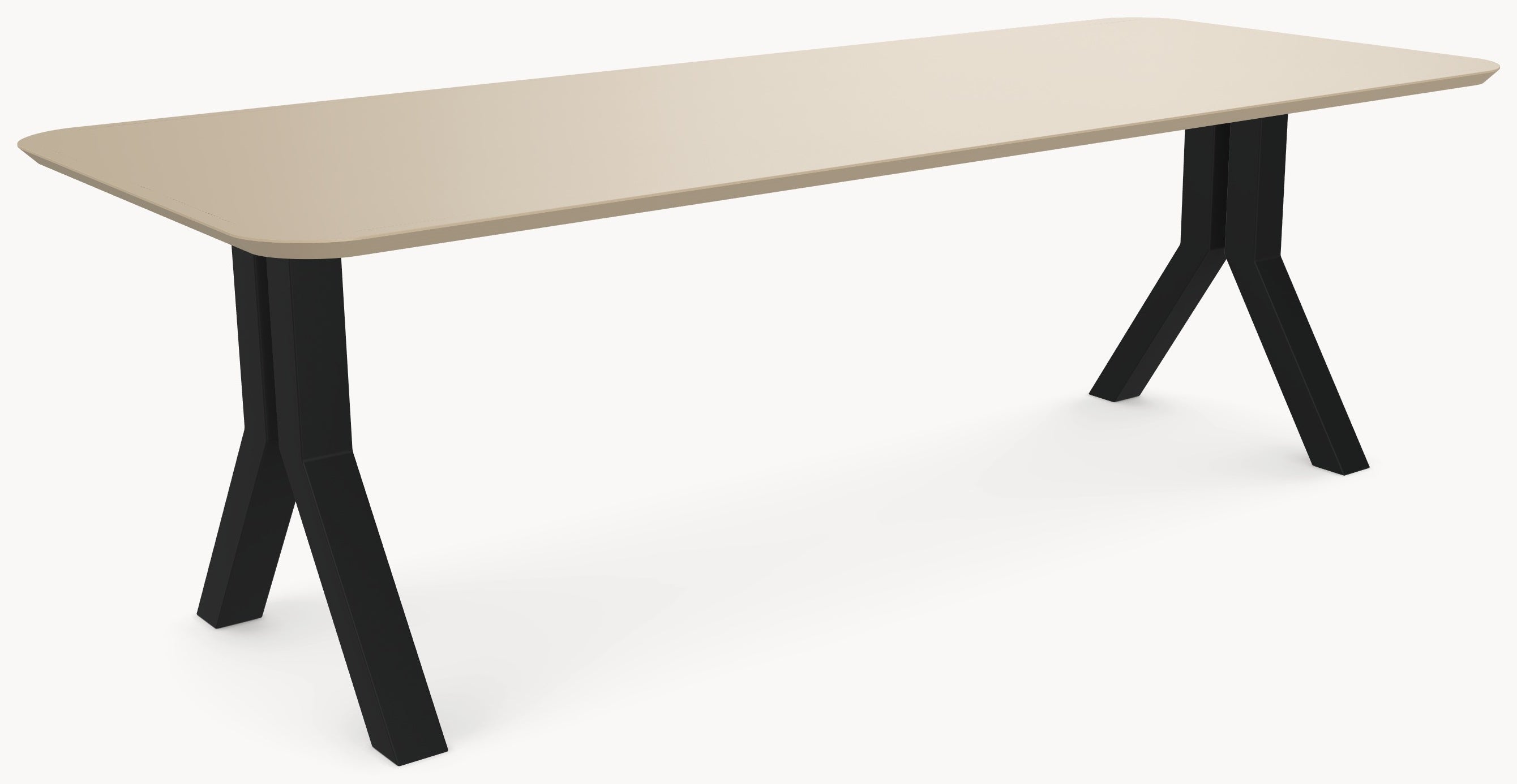 Melamin Esstisch Mojave - Gerade Radiusform - Y-Gestell Metall