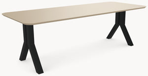 Melamine eettafel Mojave - Recht Radius vorm - Y onderstel metaal - detail foto 2 | Industrial Home